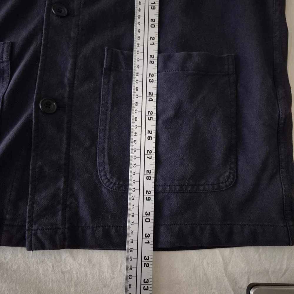 Uniqlo U Lemaire Mens XL Navy Blue Cotton Jersey Chore Jacket Utility